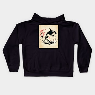 Kawaii Orca Ink Japanese Streetwear Novelty Funny Orca Kids Hoodie